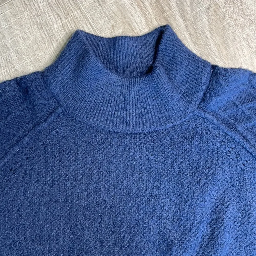 Caslon Women's Dark Blue Long Sleeve Mock Turtleneck Sweater Size Large